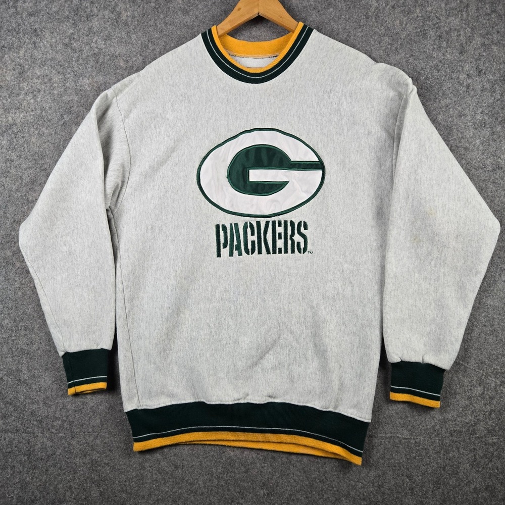 Vintage Green Bay Packers Sweatshirt Mens Large Gray Crewneck NFL 90s Logo